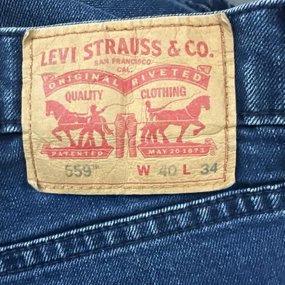 Levi's 559 Relaxed Fit Straight Leg Denim Blue Jeans Mens Size 40 x 33 Dark Wash - Picture 5 of 11